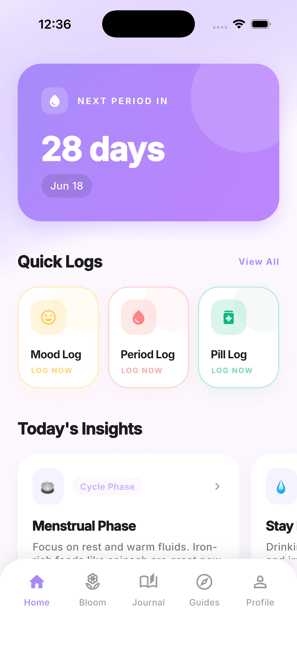 Period Tracking Home